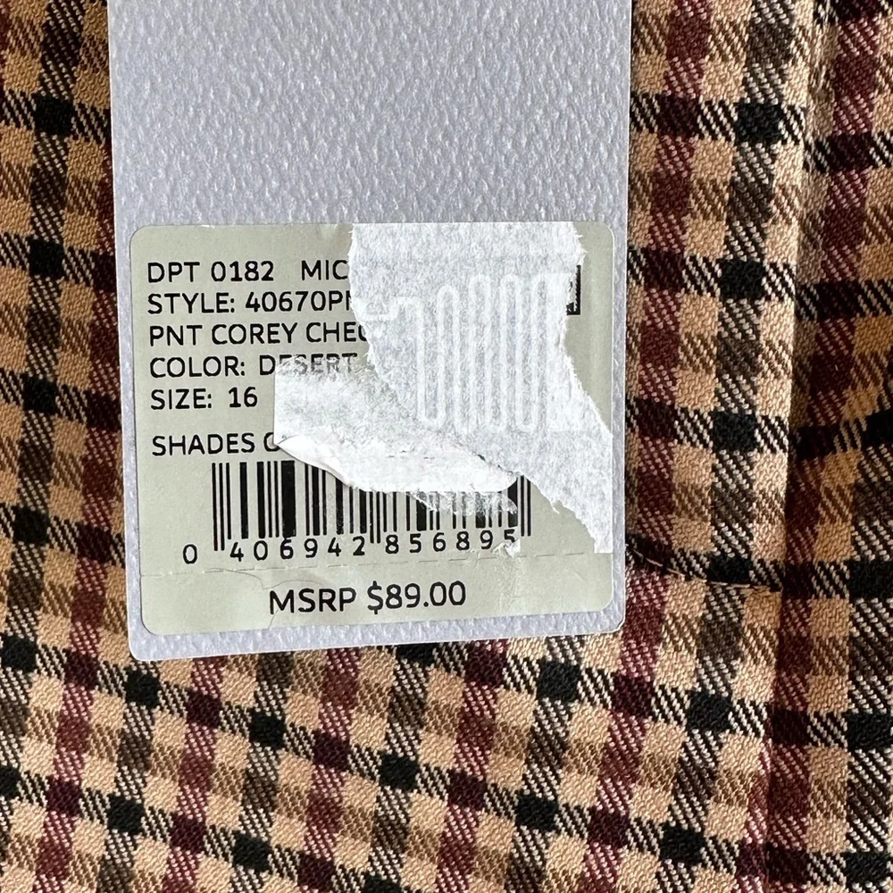 NWT Preston & York Brown Plaid Straight Leg Flattering Career Pants Sz 16